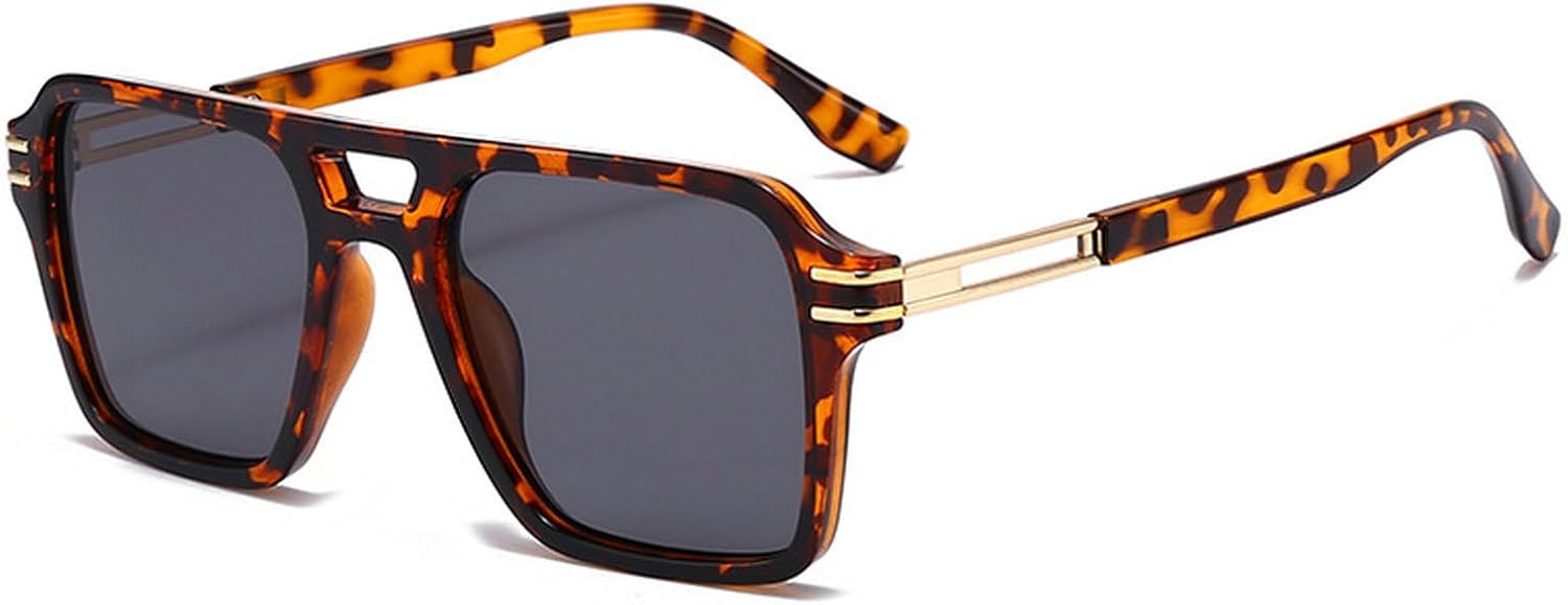 

Ретро-солнцезащитные очки-пилот для женщин, винтажные, с двойной перемычкой, металлическая оправа, защита от УФ-излучения, модные мужские квадратные солнцезащитные очки mincl, C1