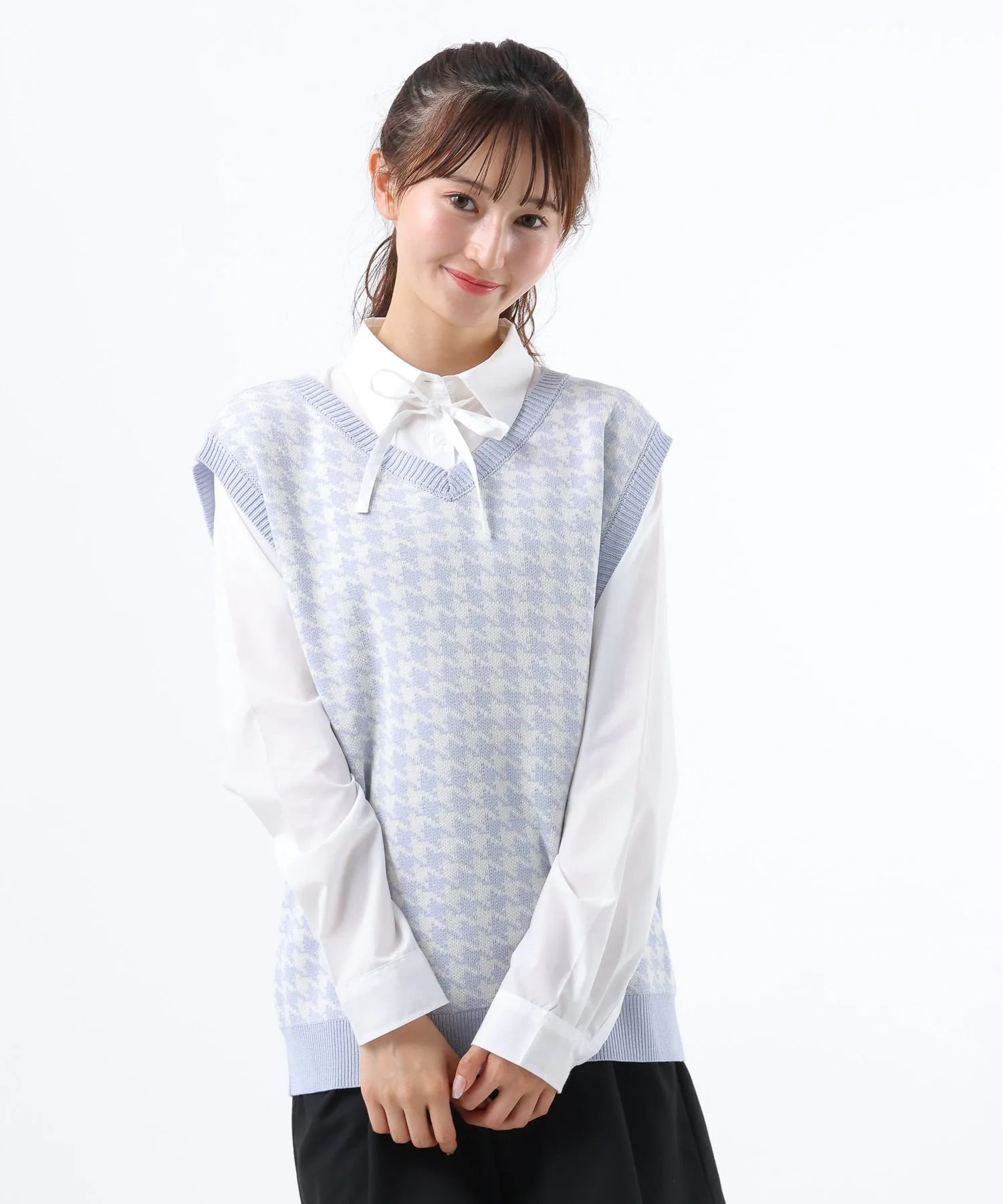 Комплект из рубашки и жилета для девочек / И ЛЮБОЙ ДРУГОЙ / 581247 GLOBAL WORK, Baby Blue x Houndstooth (80)