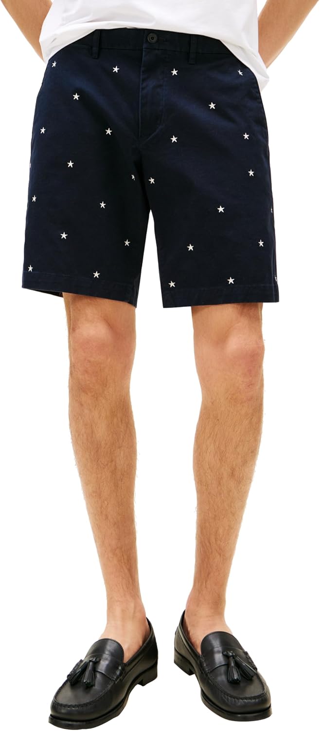 

Мужские повседневные хлопковые шорты Tommy Hilfiger длиной 9 дюймов с эластичным ремешком, также доступны в размерах для больших и высоких женщин., Desert Sky/ Ivory