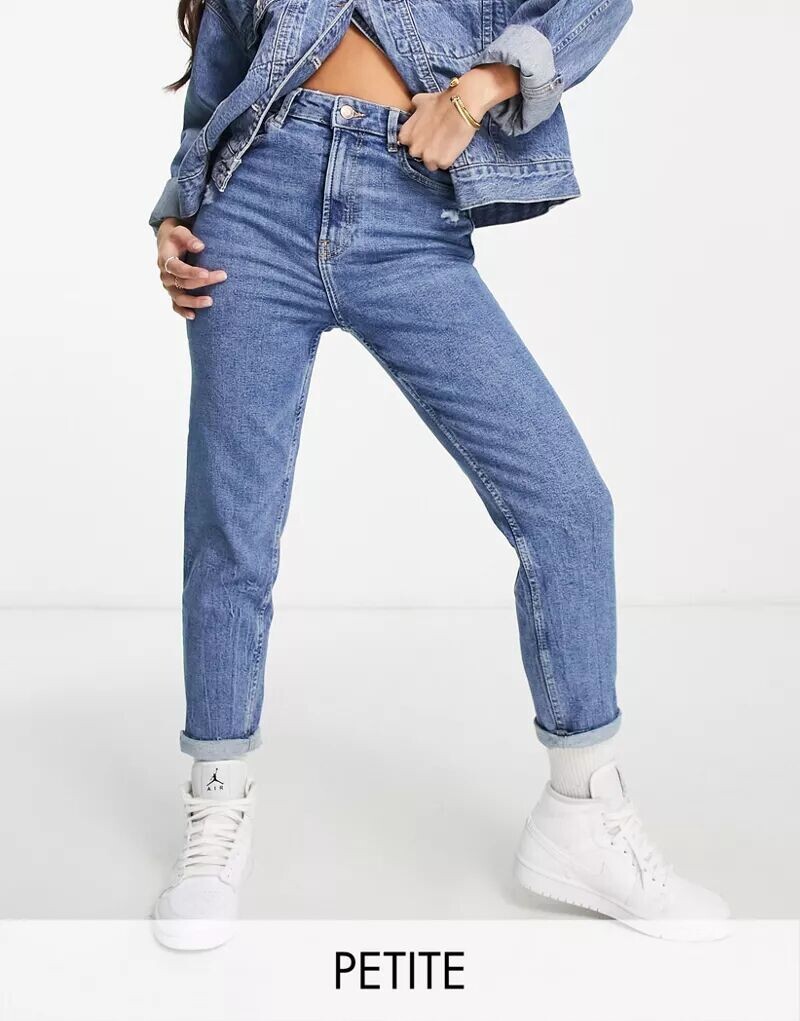 

Синие джинсы свободного кроя Bershka Petite, Синий, Синие джинсы свободного кроя Bershka Petite