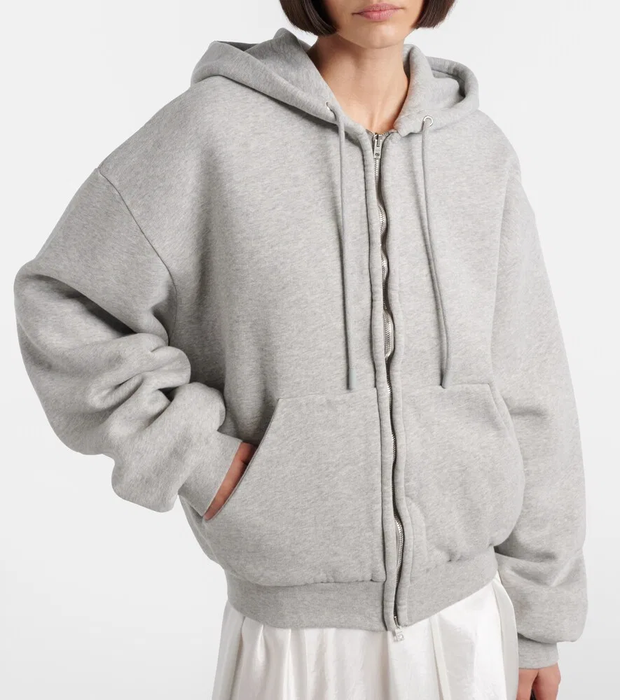 Толстовка на молнии из хлопкового флиса Faye Acne Studios, серый — фото 3