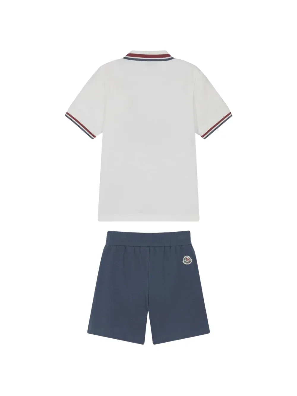 Комплект из поло и шорт с полосатой отделкой Moncler Enfant, белый — фото 2