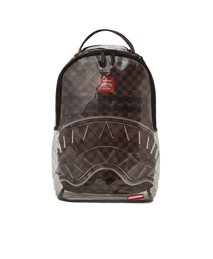 

Прозрачный рюкзак в клетку Sprayground, коричневый