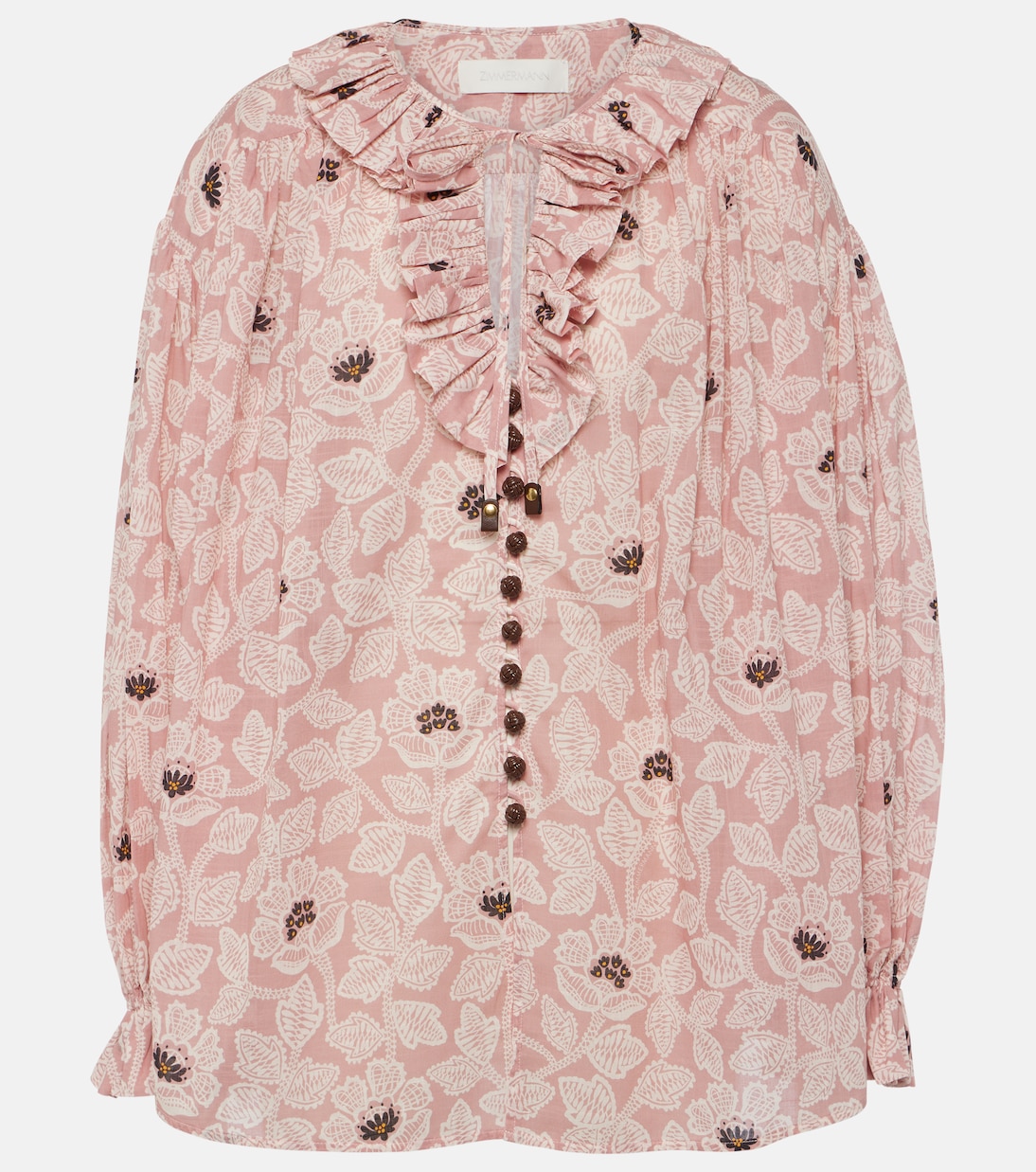 

Топ из хлопка с цветочным принтом и оборками Ottie Zimmermann, Dusty Rose Floral