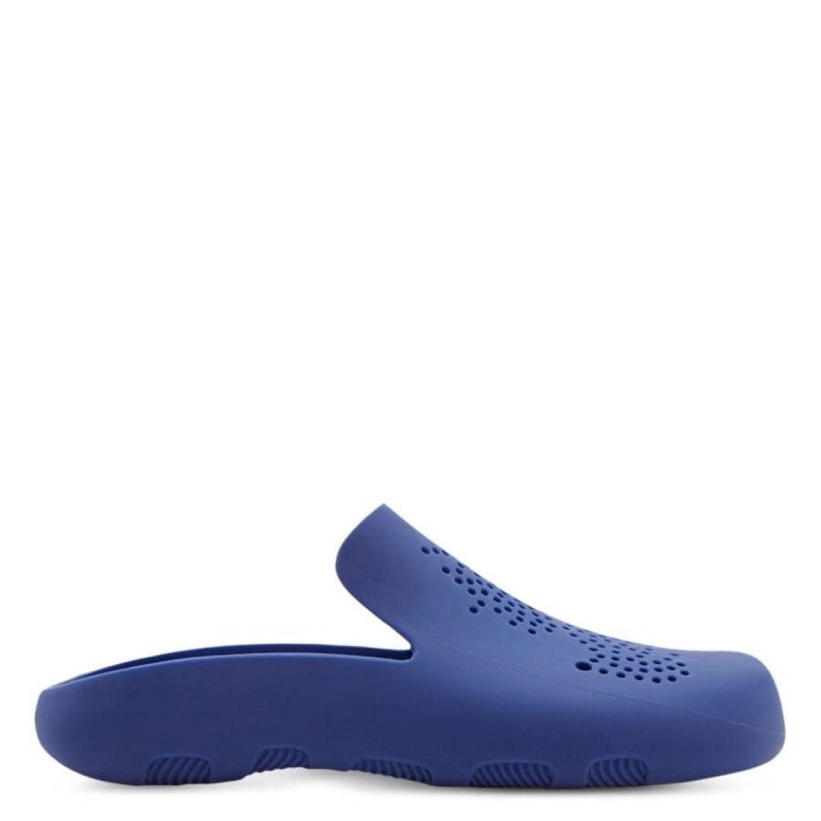 Burberry Perforated Stingray Rubber Clogs, Knight