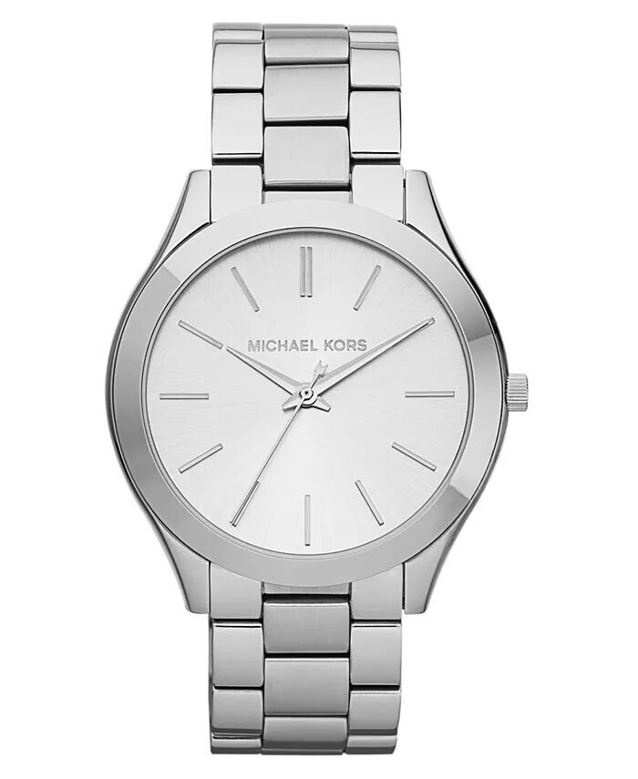 

Тонкие часы унисекс с браслетом из нержавеющей стали, 42 мм Michael Kors, серебро