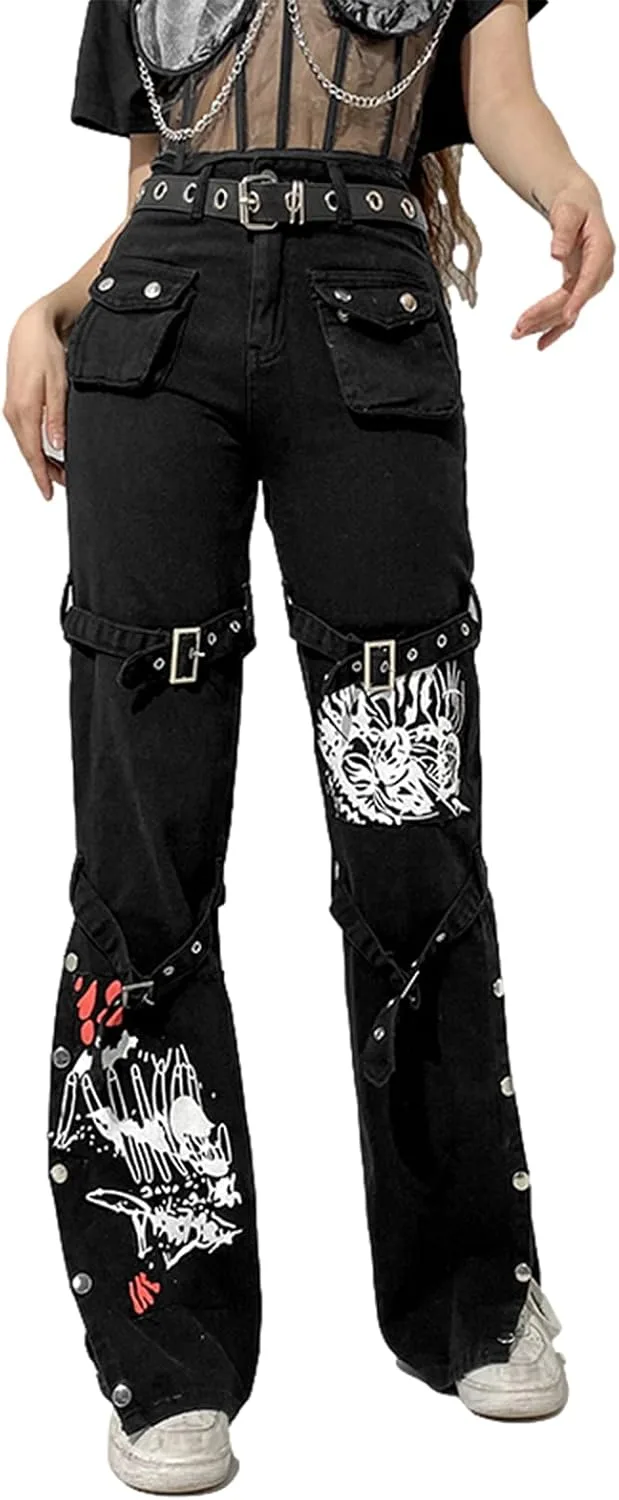 

Женские мешковатые джинсы High Waisted Y2K Wide Leg Oversized Plus Size Boyfriend Cargo Franhais