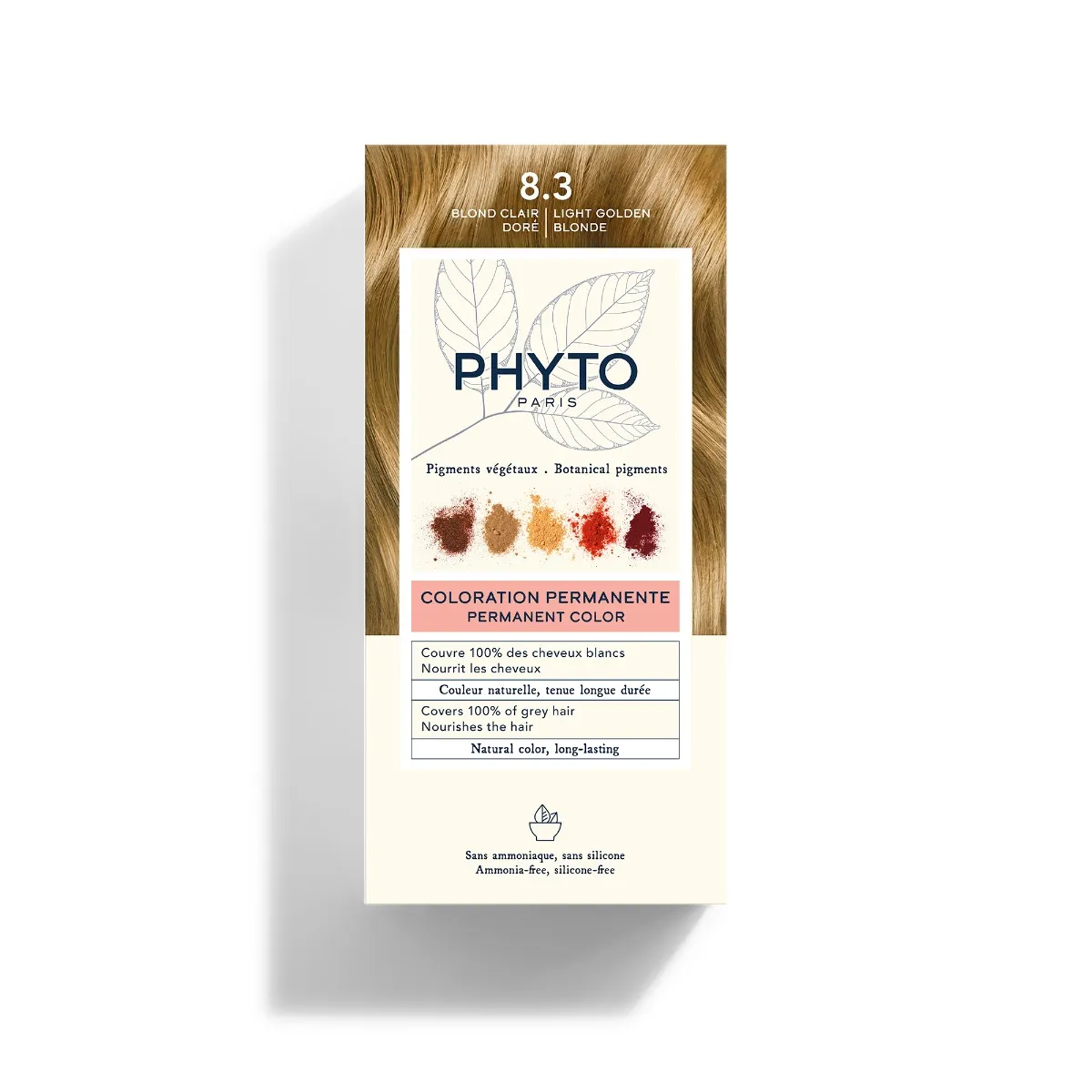 

Phyto Phytocolor 8.3 Светло-золотистый блондин перманентное окрашивание без аммиака 100% покрытие седых волос