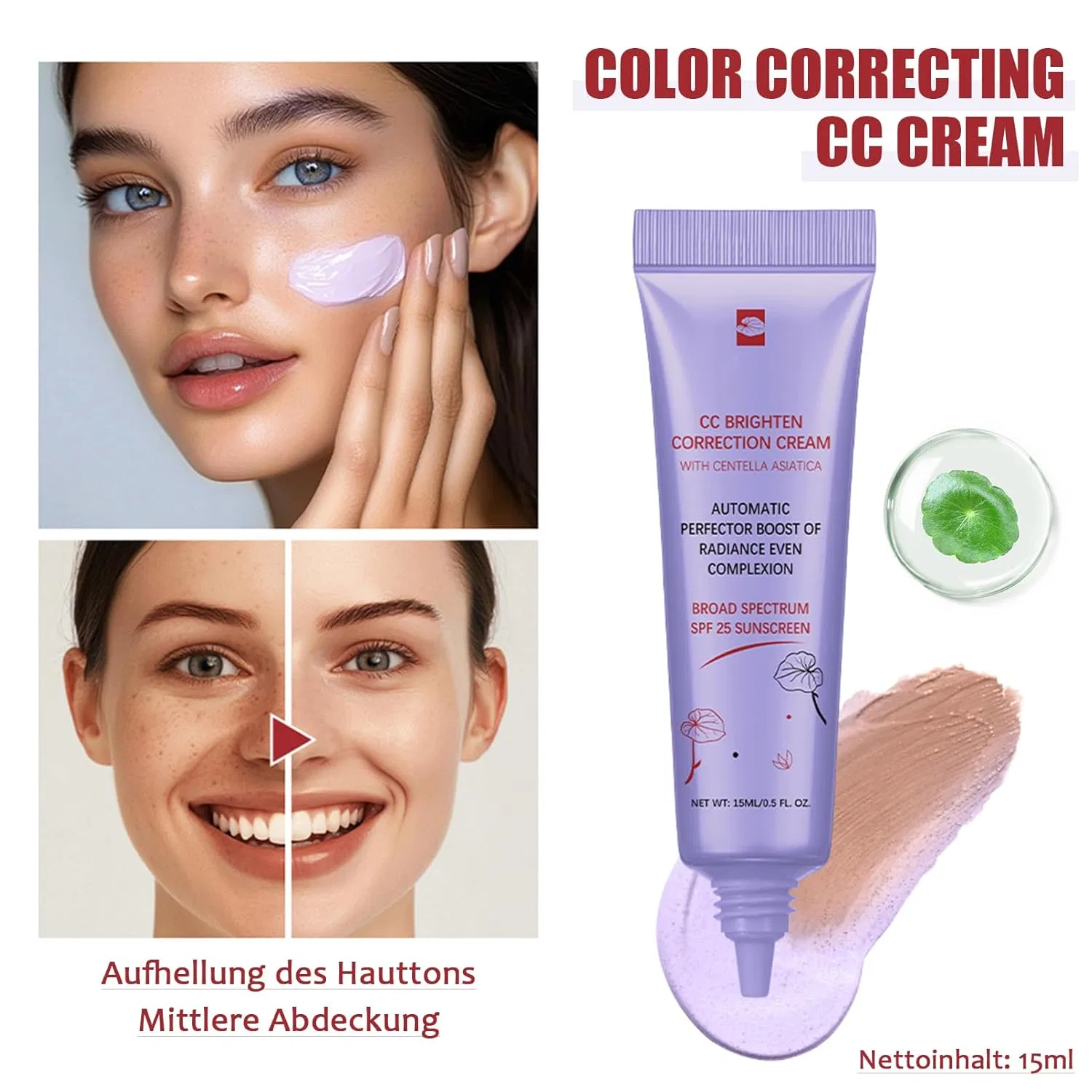 Крем для лица SPF EONFAVE CC- для коррекции тона лица с центеллой азиатской — фото 2
