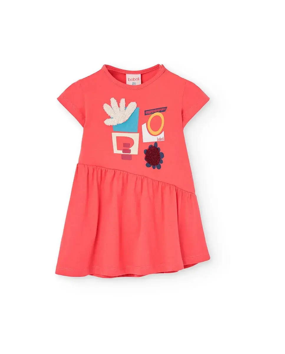 

Детское платье 100% хлопок с коротким рукавом Boboli, коралловый