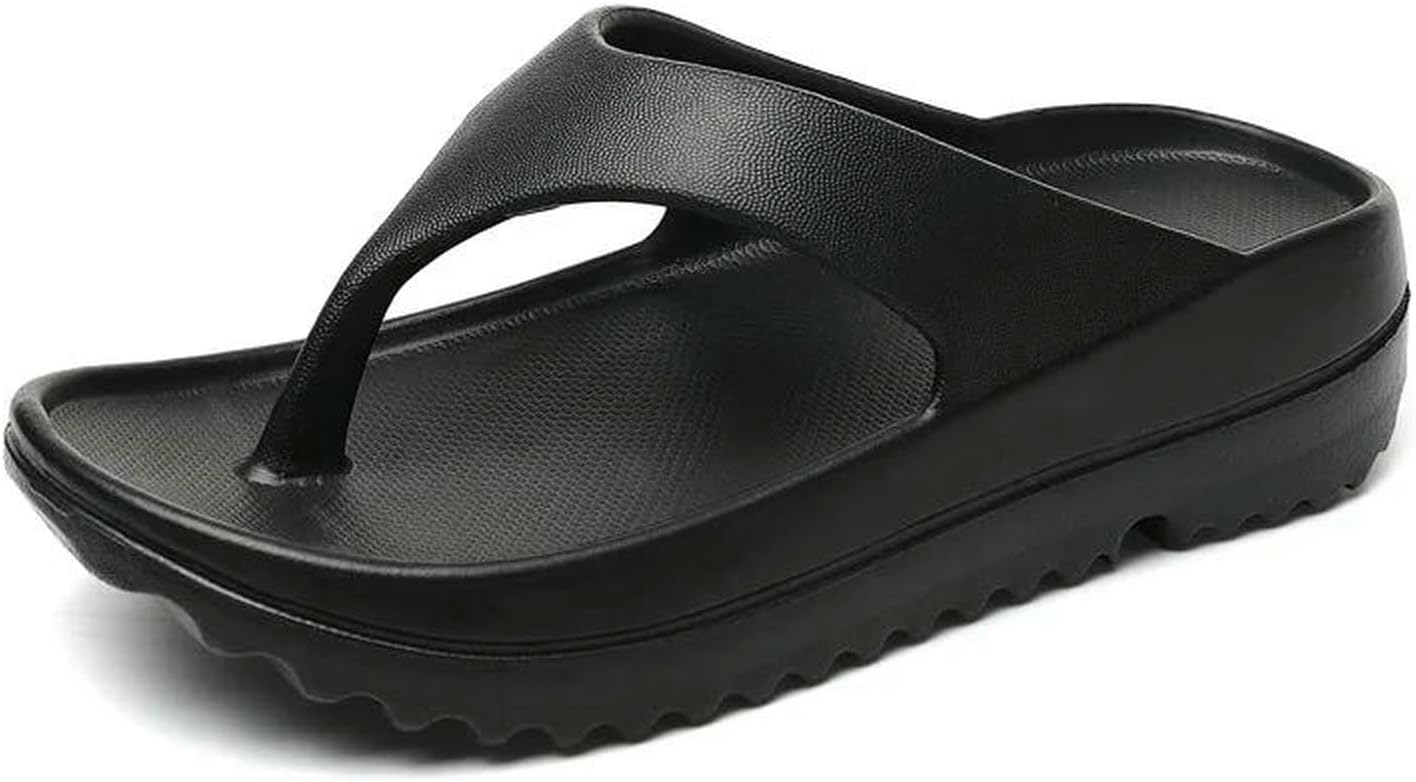 

Летние шлепанцы для мужчин с толстой подошвой, пляжные сандалии, удобные мягкие домашние и тапочки Zeraoke, черный