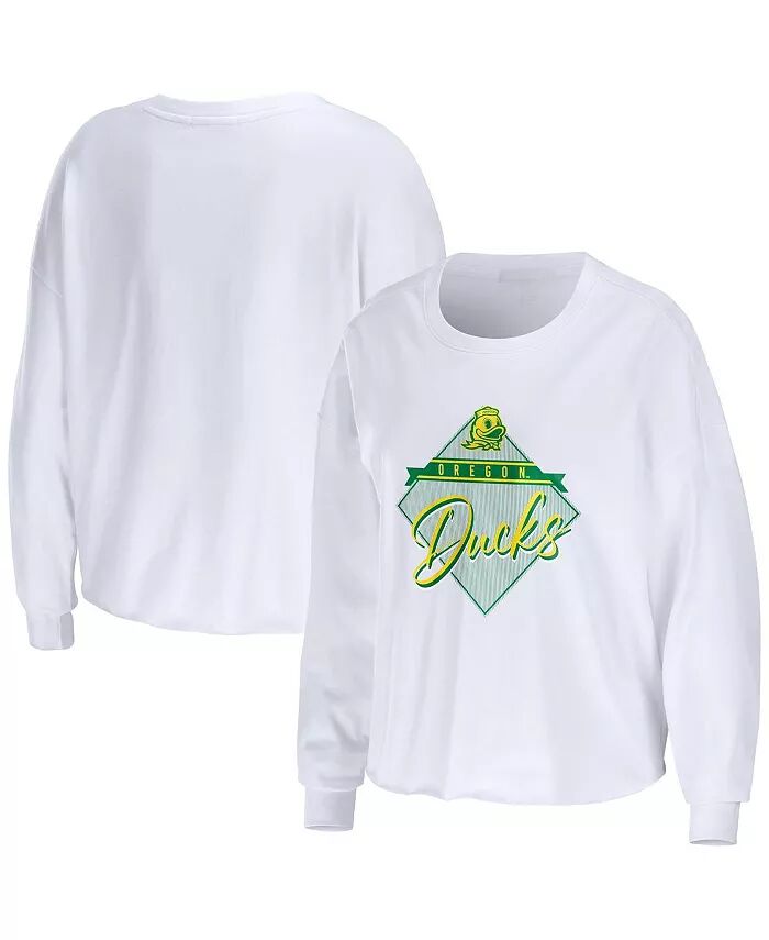 

Женская укороченная футболка с длинным рукавом White Oregon Ducks Diamond Wear By Erin Andrews, белый