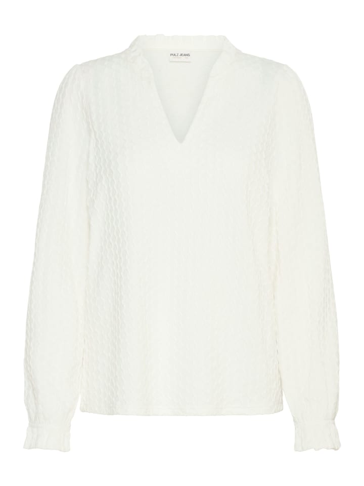 

PULZ Jeans Блузка PZEBBA с длинным рукавом, стандартный крой, цвет Cloud Dancer