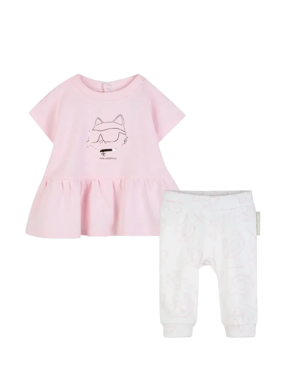 Комплект из платья и легинсов с графичным принтом KARL LAGERFELD KIDS, розовый