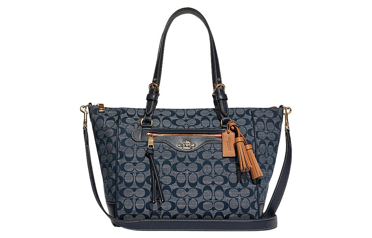 

COACH Кожаная сумка через плечо Kleo Coated Chambray с кожаной вставкой