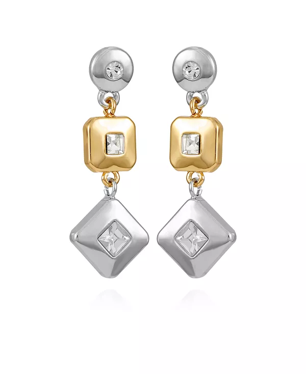 

Двухцветные серьги-подвески с прозрачными стеклянными камнями T Tahari, two-tone