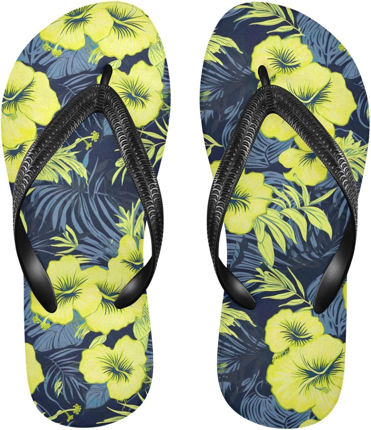 

Женские и мужские шлепанцы SPRIPORT с желтыми цветами гибискуса, удобные повседневные тапочки с мягкой подошвой и противоскользящей резиновой подошвой, для ванной, душа, прогулок, летнего пляжа