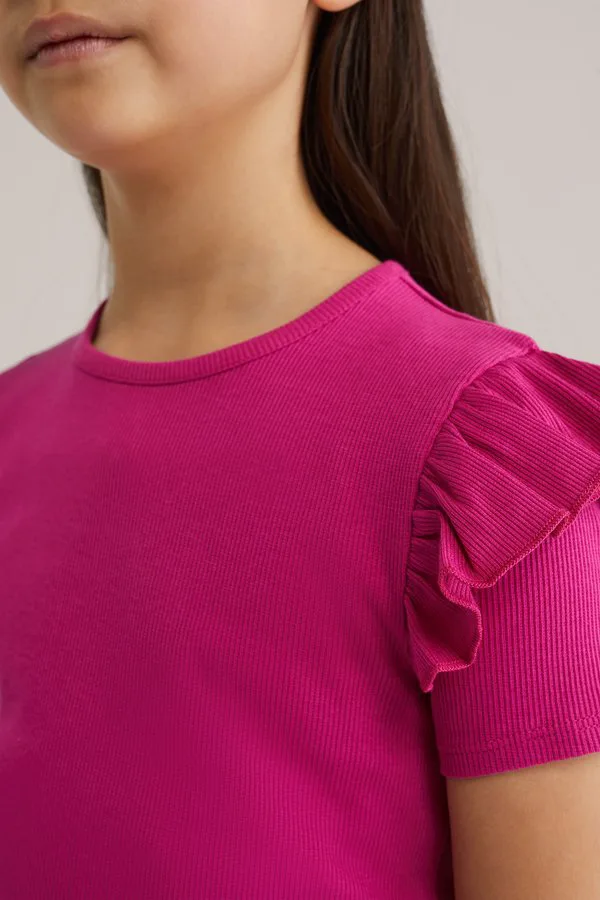 Простая футболка We Fashion, Fuchsia — фото 3