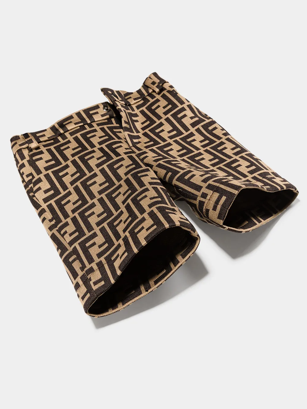 Шорты с логотипом FF FENDI KIDS, коричневый — фото 2