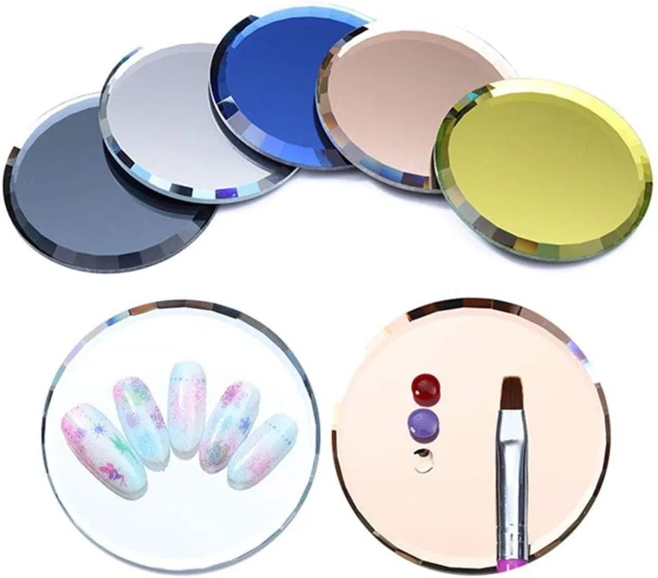 Палитра для ногтей Mirror Glass Fake Nail Tips Display Plate Color Palette Practice Shelf Nail Art Manicure Tools 7cm zhengpingpai (Color: Blue) — фото 2