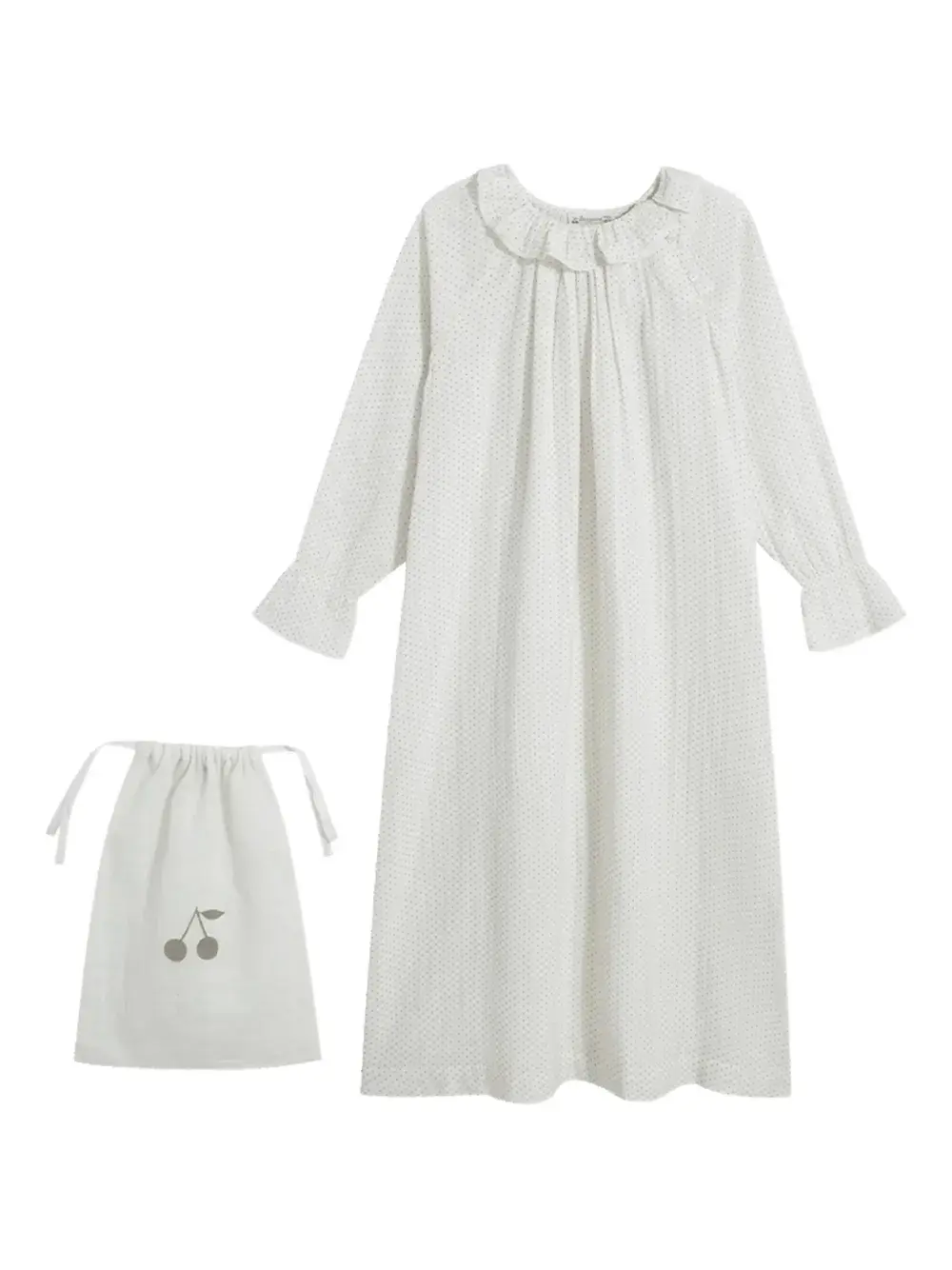 

Ночная рубашка с оборками и принтом Bonpoint, белый