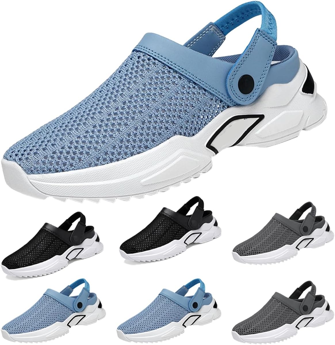 

Мужские и женские садовые сабо, летняя дышащая сетчатая обувь, сандалии, тапочки для дома и улицы, быстросохнущие водные туфли, летние походные сандалии Generic, синий