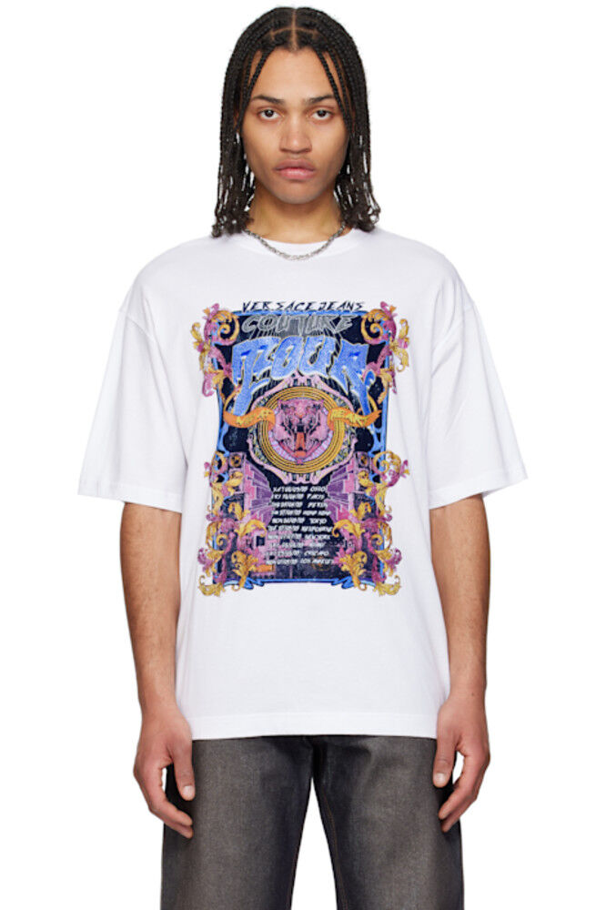 

Белая футболка с логотипом Tour Versace Jeans Couture