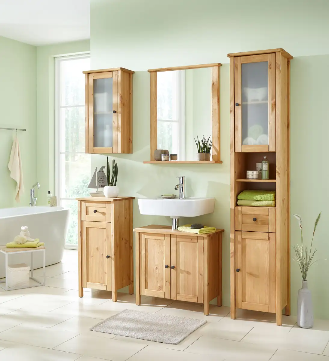 Зеркало для ванной комнаты welltime "Sylt", зеркало, ширина 65 см 65х78х12 см, цвет geölt — фото 2