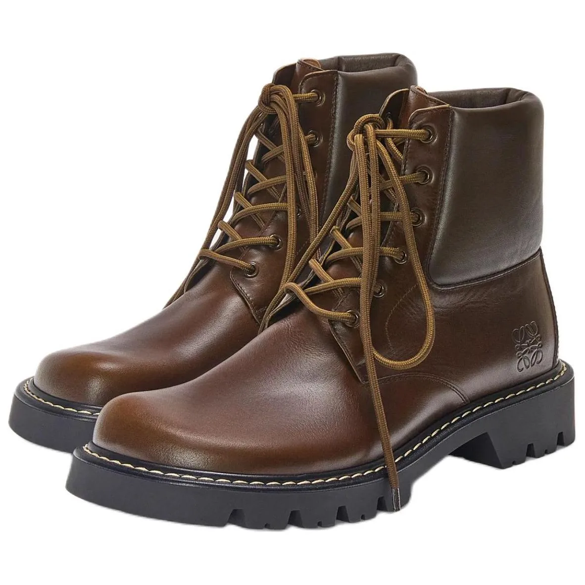 LOEWE Ботинки Sierra Calfskin на шнуровке, мужские, цвет темный хаки — фото 3