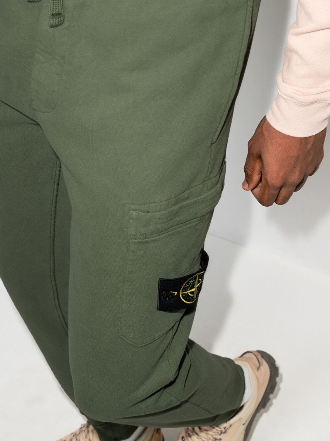 Stone Island зауженные спортивные брюки с кулиской, зеленый — фото 4