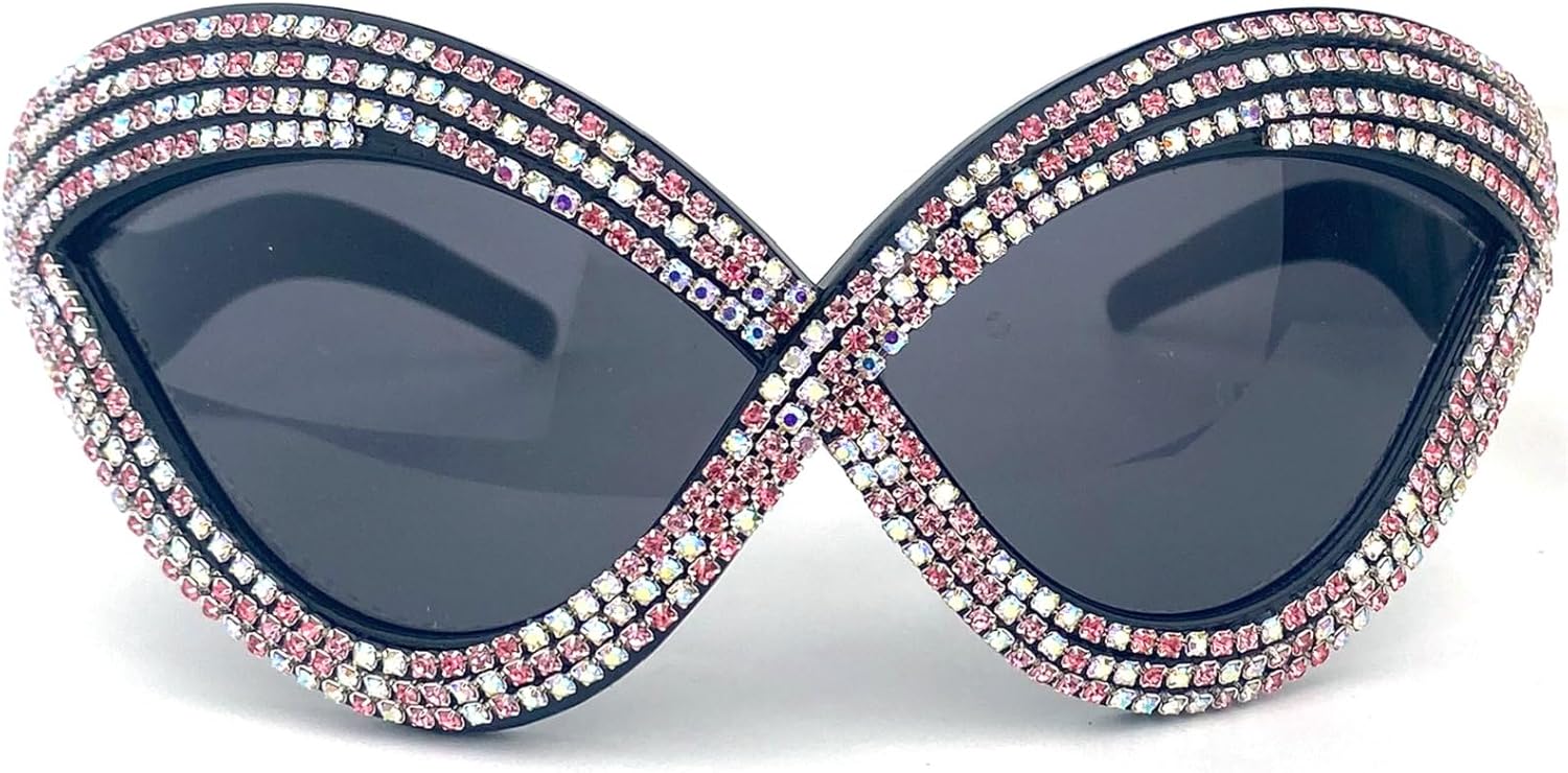 

Большие солнцезащитные очки «кошачий глаз» со стразами для женщин, модные солнцезащитные очки с бриллиантами, винтажные сверкающие солнцезащитные очки с кристаллами mincl, Black