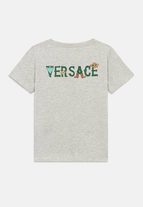 Футболка унисекс с логотипом шерифа в стиле вестерн Versace, Grigio Melange — фото 2