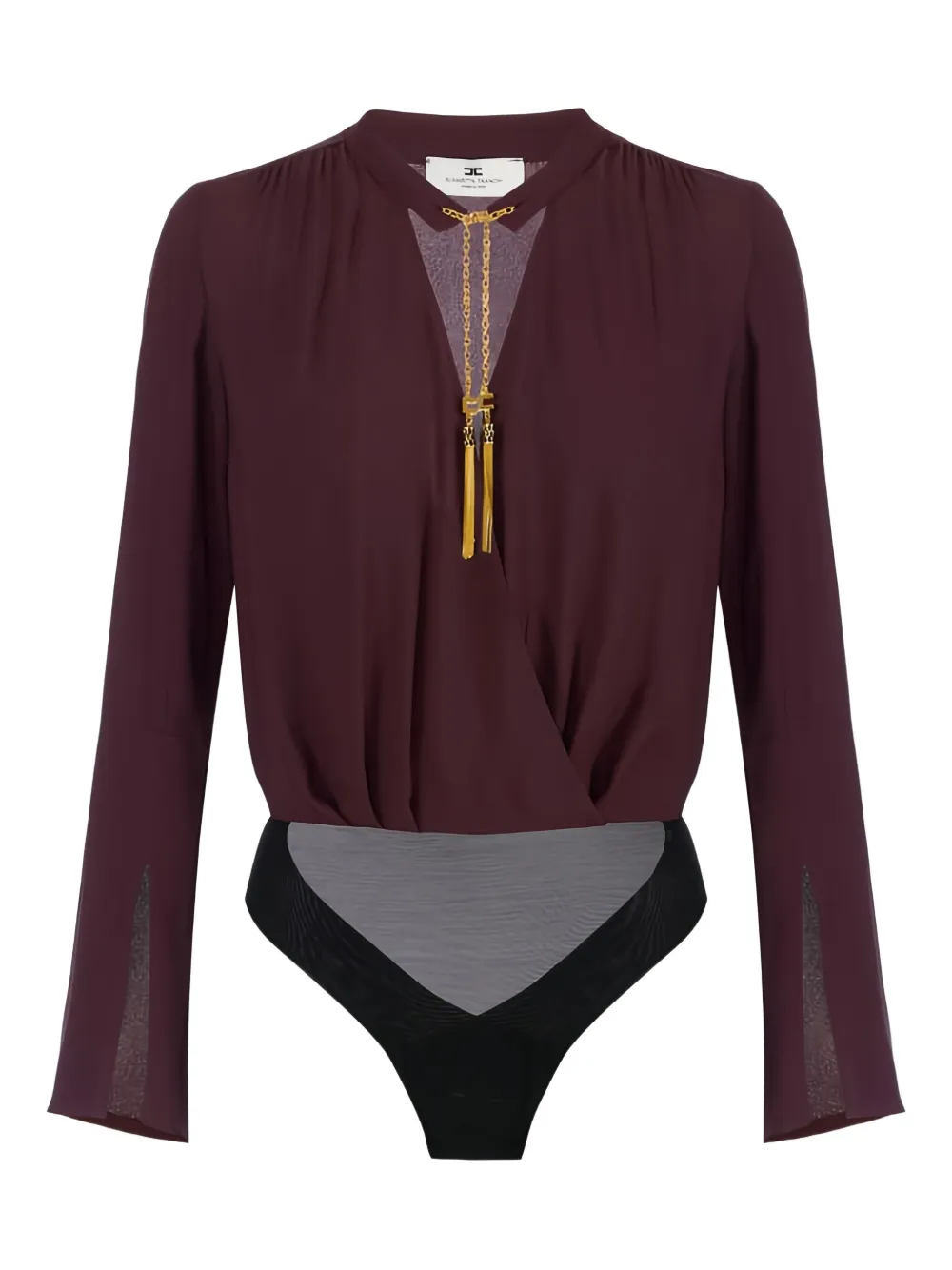 

Боди из жатого шифона с украшением из драгоценных камней Elisabetta Franchi, красный