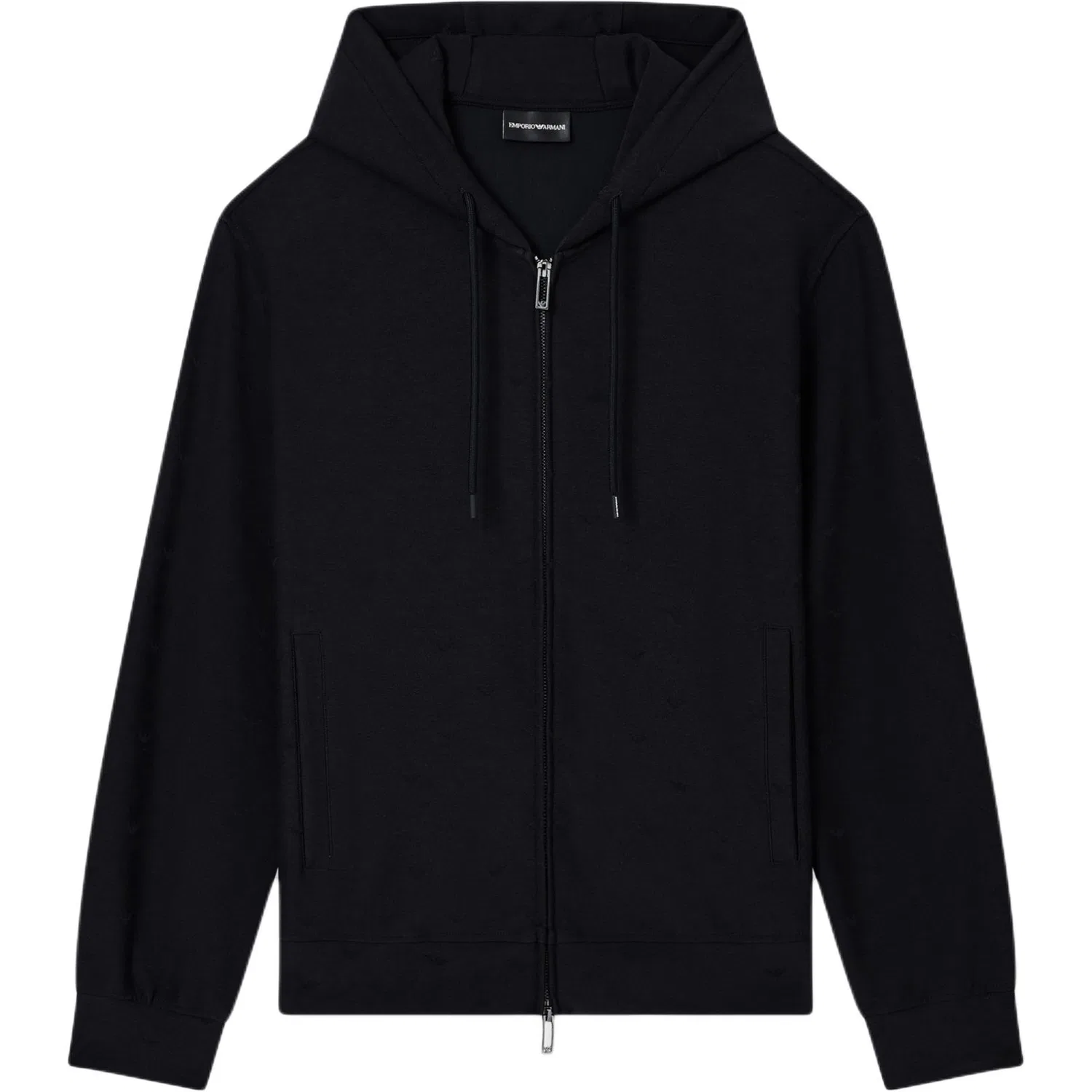 Худи на молнии с утяжкой Emporio Armani черное