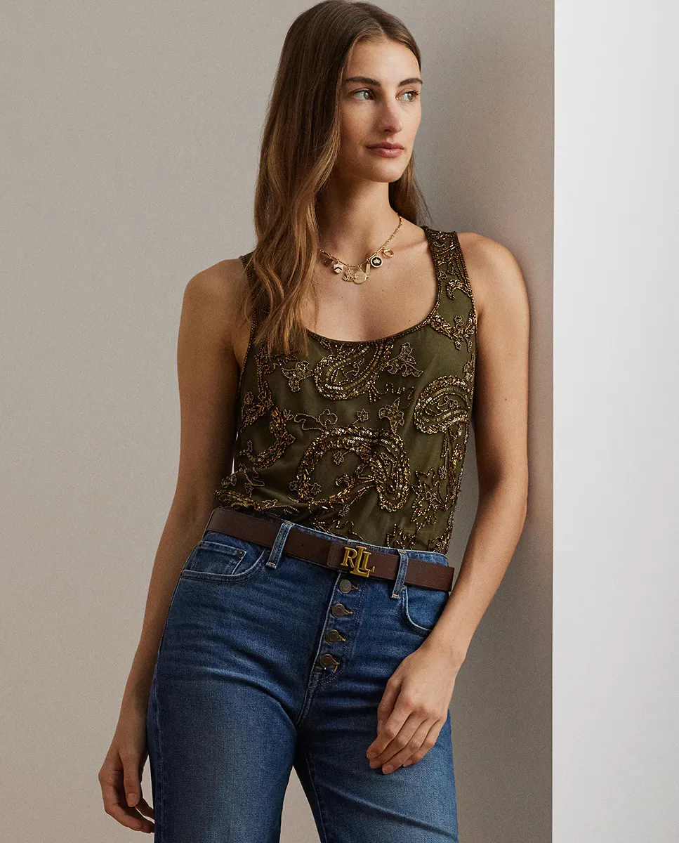 

Женский топ без бретелек с пайетками Lauren Ralph Lauren, зеленый