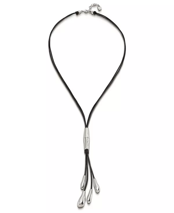 

Длинный кожаный хлыст и позолоченное ожерелье-капелька Unode50, silver