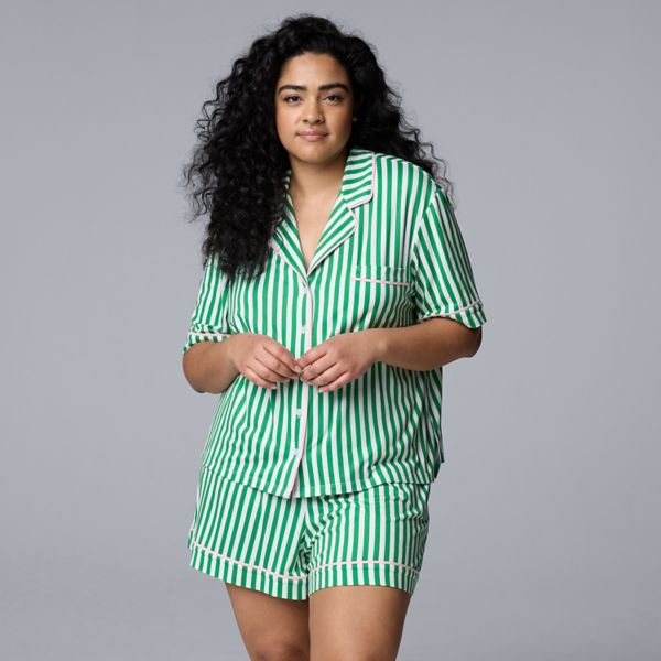 

Комплект для сна больших размеров из топа и трусов-боксеров Simply Vera Vera Wang, цвет kelly green stripe