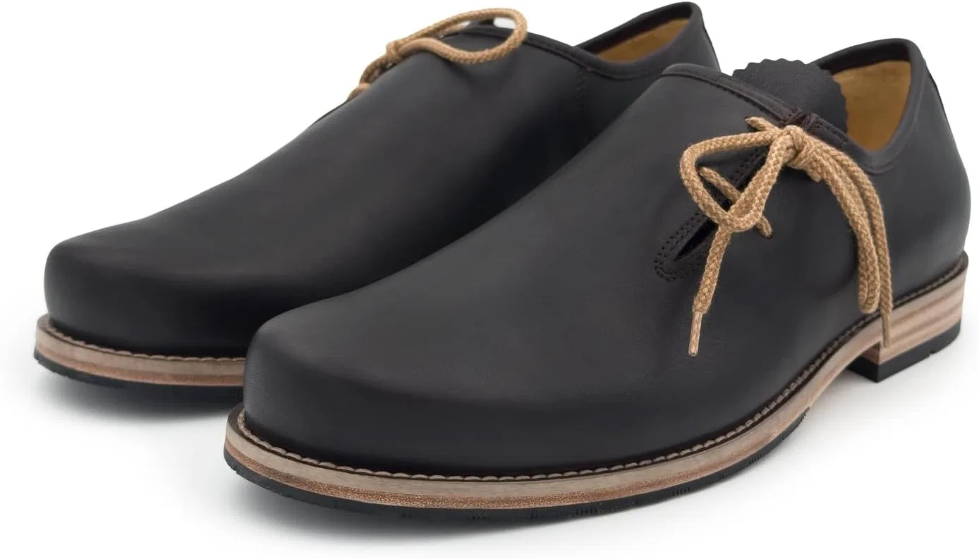 Туфли dirndl + bua Trachtenschuh Paniolo für Herren, Flache Haferlschuhe für Männer, Brown — фото 3