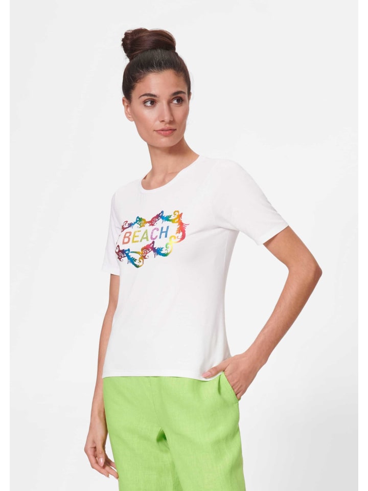 

MADELEINE Футболка с фольгированным принтом и декоративными пластинками кремового/многоцветного оттенка, Бежевый, MADELEINE Футболка с фольгированным принтом и декоративными пластинками кремового/многоцветного оттенка