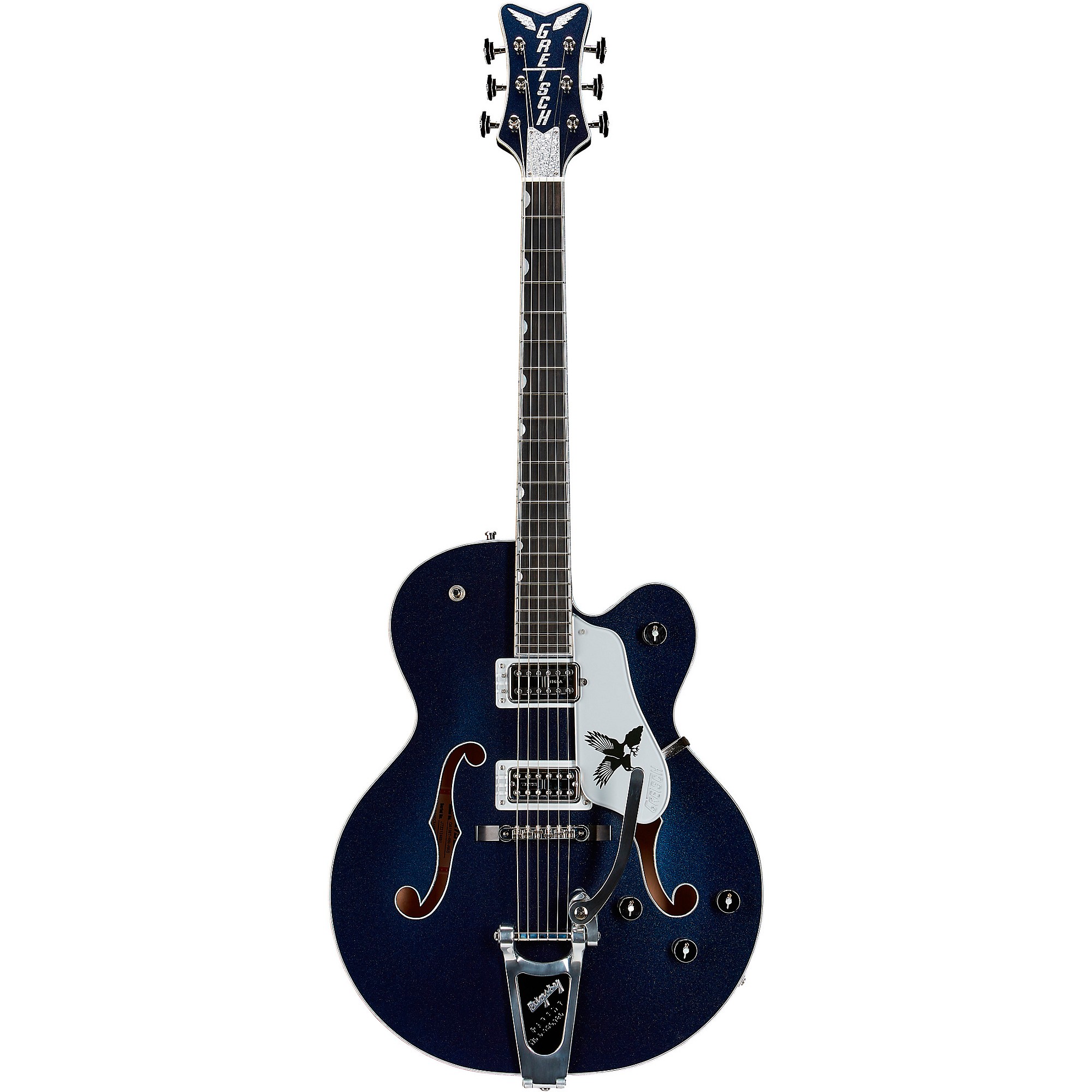 

Гитары Gretsch G6136T-RR Rich Robinson Signature Falcon с синей грудью Bigsby Raven's Breast Blue