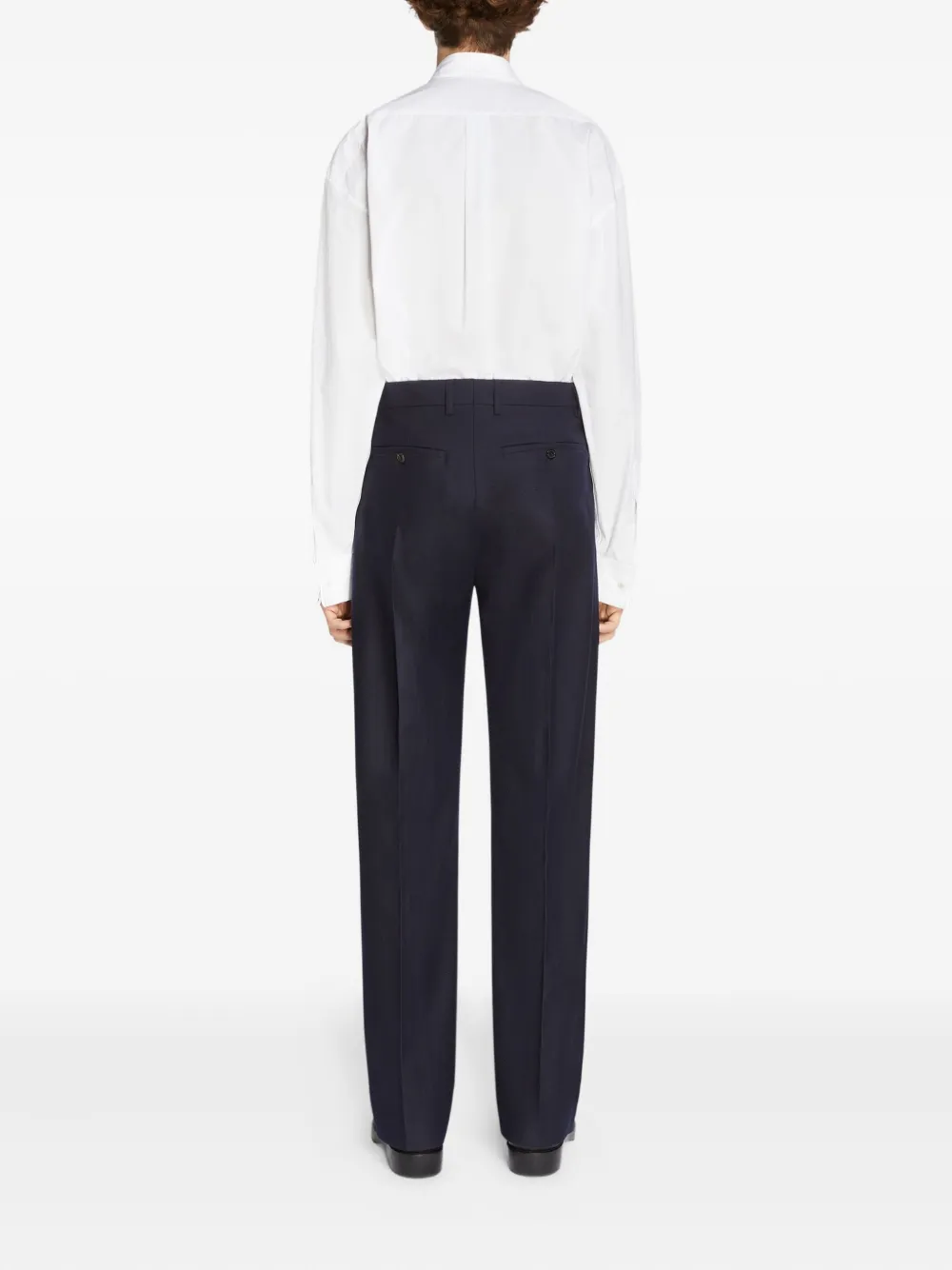 Шерстяные брюки с цветочной вышивкой Dries Van Noten, синий — фото 4