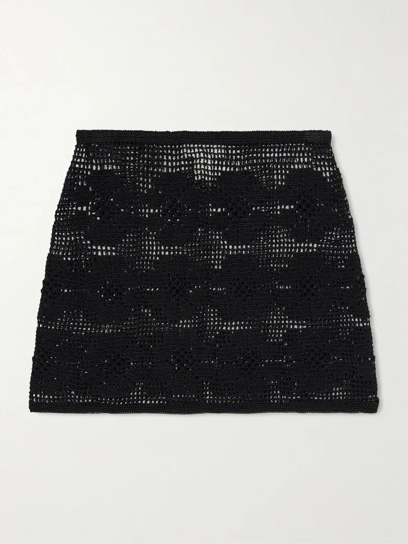 Мини-юбка, связанная крючком, с узором Daisy Chain Calle Del Mar, черный
