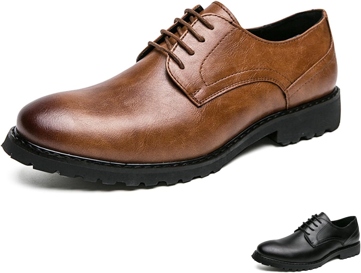 

Мужские кожаные оксфорды, классические туфли с круглым носком, шнуровкой, низкие дерби, ретро стиль, деловые, свадебные и формальные туфли Zeberfi, коричневый