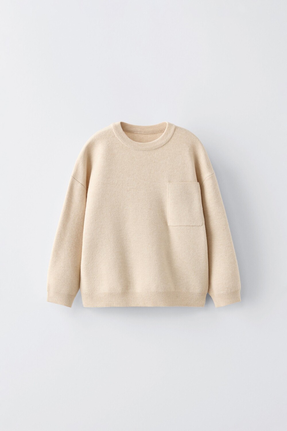 

Вязаный свитер с карманом ZARA, светло-бежевый