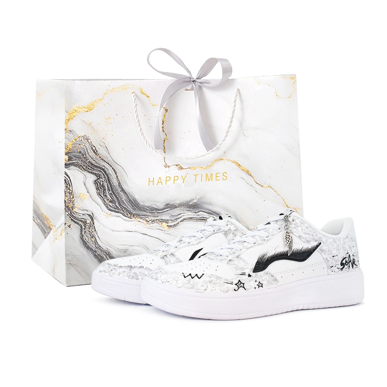 

Мужские плавающие скейтбордные кроссовки Li Ning с противоскользящим и износостойким покрытием, низкие., белый shopping bag