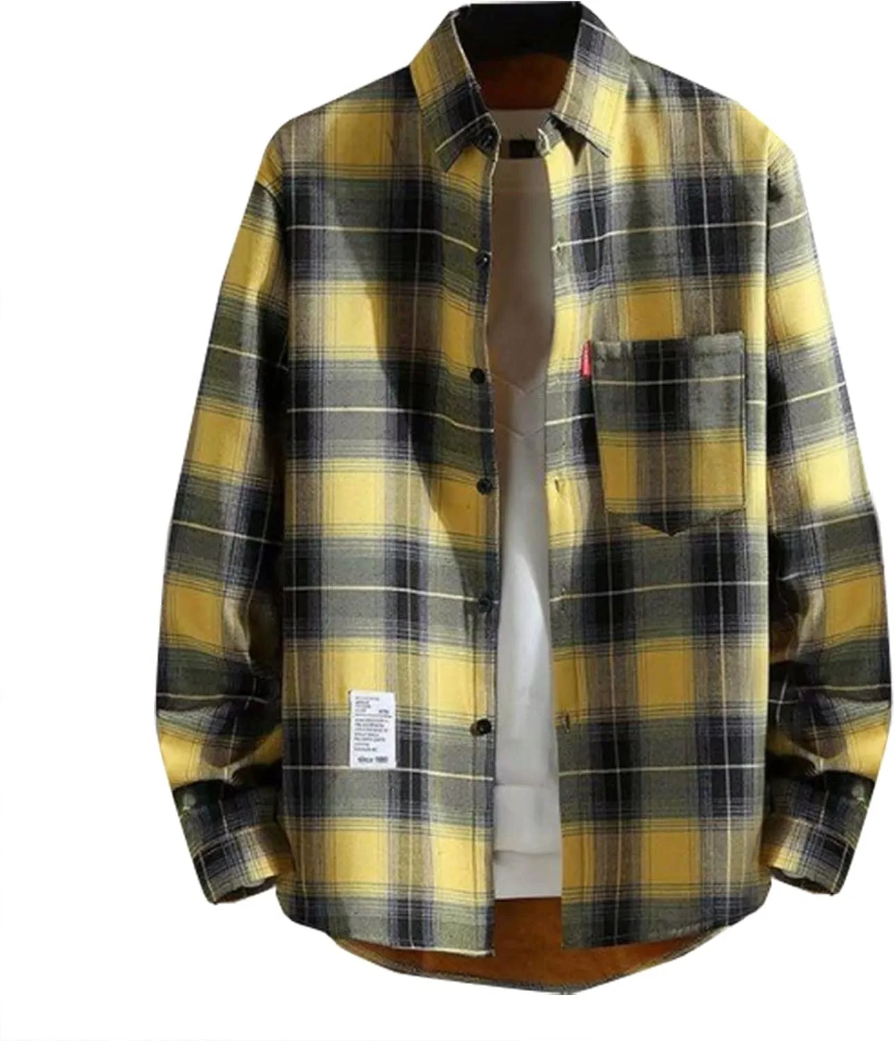 

Винтажная рубашка из денима Slim Fit для мужчин с заплатками из замши Ctreela