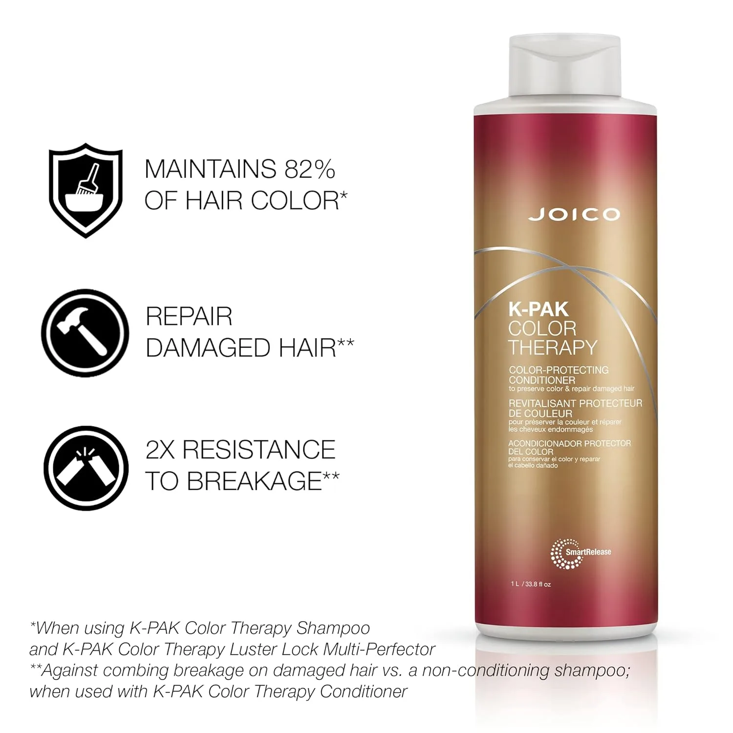 Joico K-PAK Color Therapy шампунь и кондиционер для защиты цвета, с кератином и аргановым маслом 1000 мл (1 шт.), all — фото 4