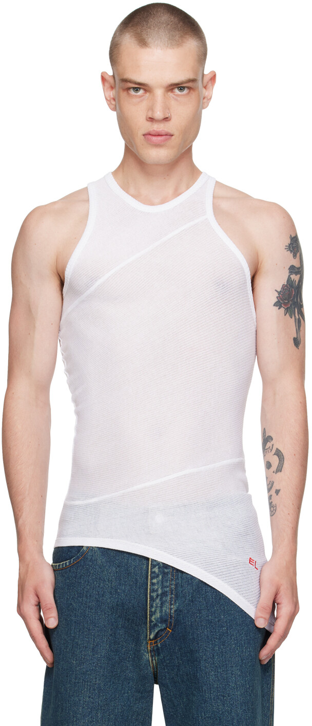 

Белая спиральная майка Eckhaus Latta