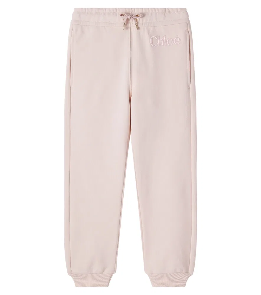 Хлопковые спортивные штаны с логотипом Chloé Kids, розовый