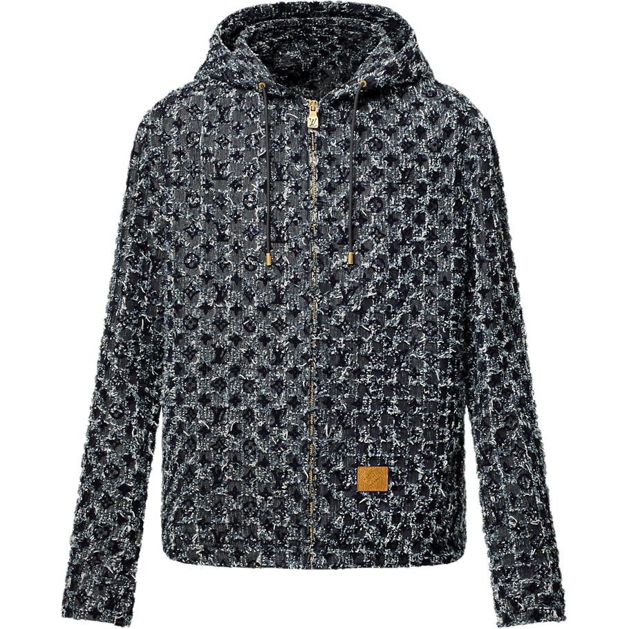 

LOUIS VUITTON Льняной худи с ворсистым логотипом, Black